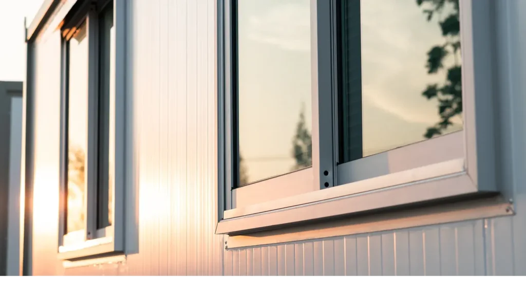 clean window with sun reflection